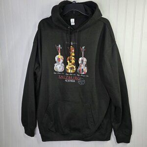 Just Hoods Hoodie Mens 2XL Black Salzburg Austria Violin Graphic Pullover Music